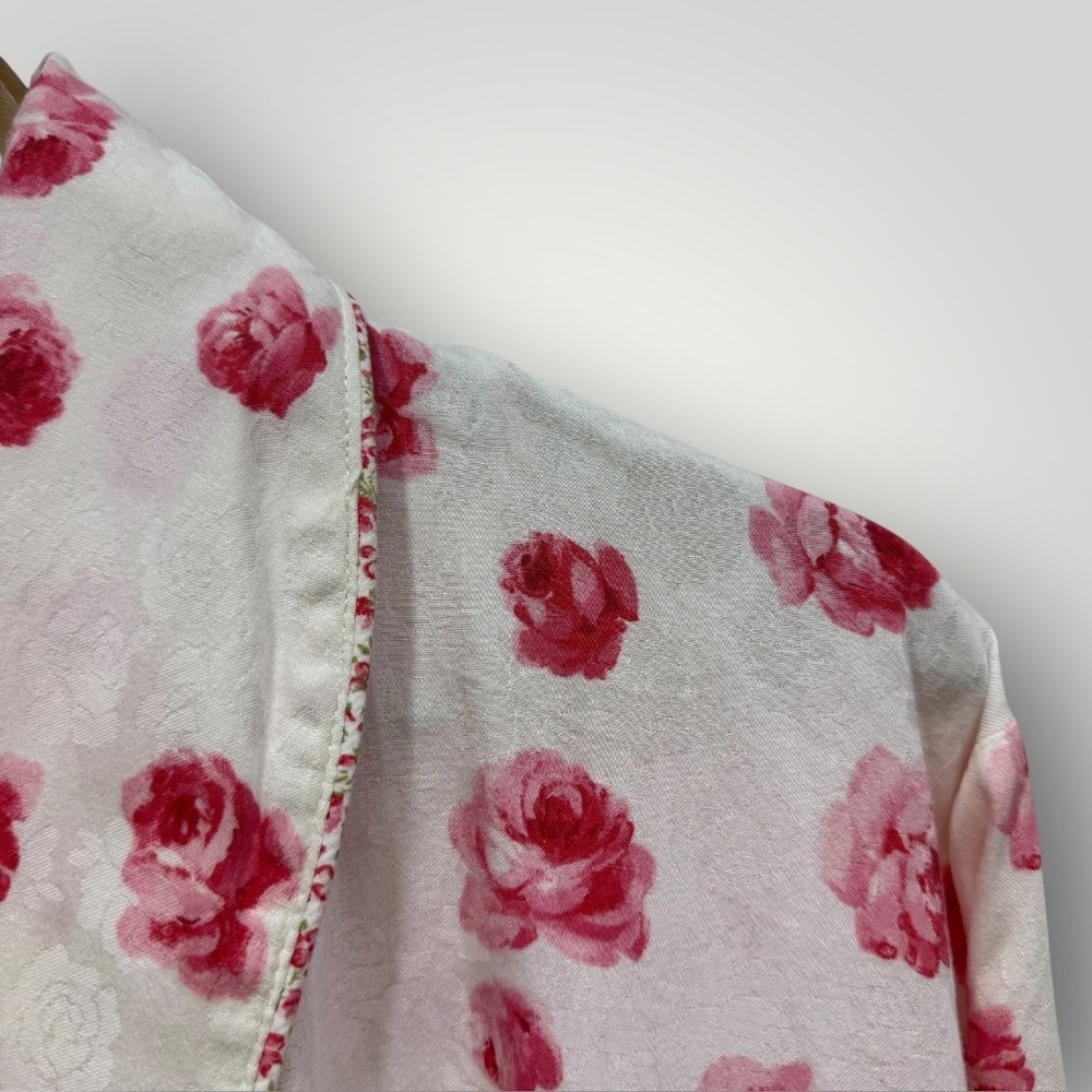 Crabtree & Evelyn Womens Pink Rose Floral Cotton Jacquard Robe Small - Picture 5 of 8